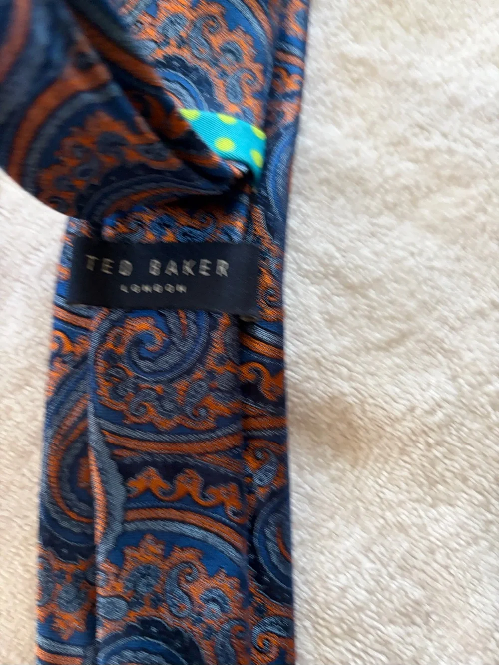 Ted Baker Navy and Orange Paisley Silk Tie